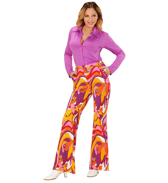 Widmann SRL Jaren 70 disco broek Groovy Orchidee