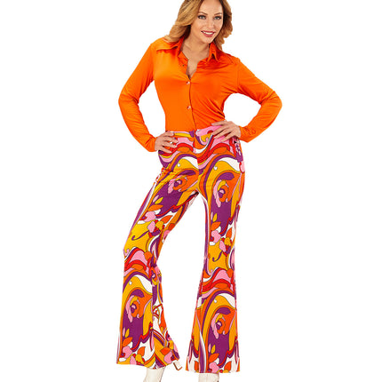 Widmann SRL Jaren 70 disco broek Groovy Orchidee