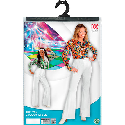 Widmann SRL Jaren 70 disco broek Groovy wit