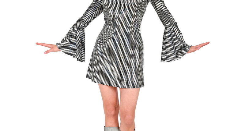 Widmann SRL Jaren 70 disco jurk zilver