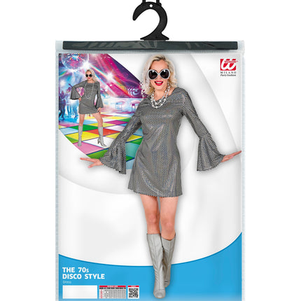 Widmann SRL Jaren 70 disco jurk zilver
