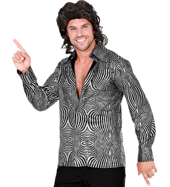 Widmann SRL Jaren 70 disco shirt zilver heren