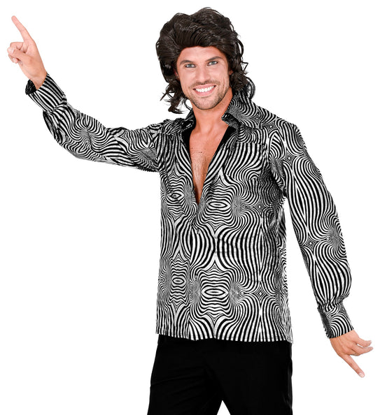 Widmann SRL Jaren 70 disco shirt zilver heren
