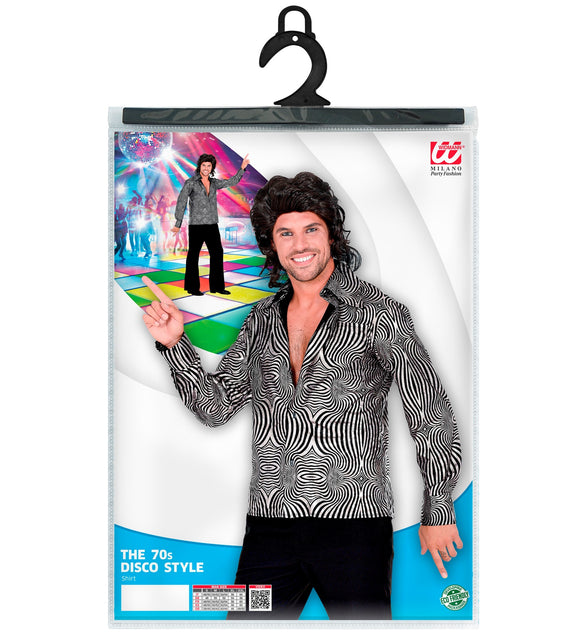 Widmann SRL Jaren 70 disco shirt zilver heren