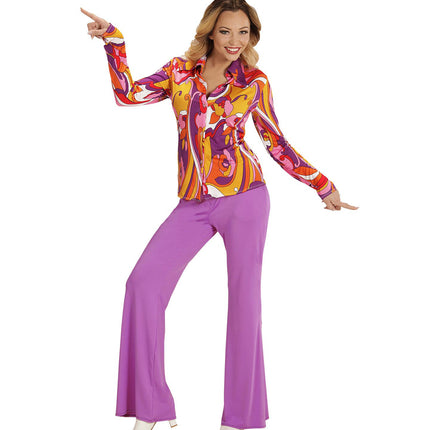 Widmann SRL Jaren 70 discoshirt Groovy Orchidee