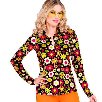 Widmann SRL Jaren 70 shirt flowers dames