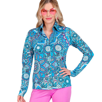 Widmann SRL Jaren 70 shirt mandala blauw dames