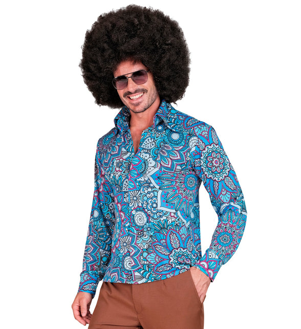 Widmann SRL Jaren 70 shirt mandala blauw heren