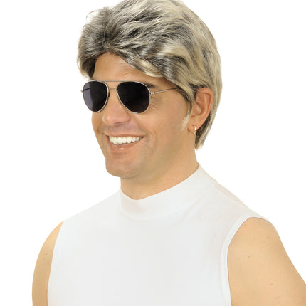 Widmann SRL Jaren 80 pruik popster Ricky Martin blond zwart