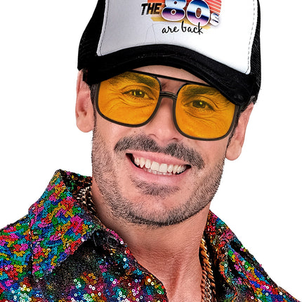 Widmann SRL Jaren 90 hippiebril met gele glazen