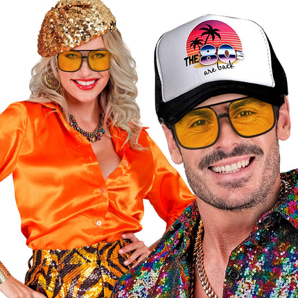 Widmann SRL Jaren 90 hippiebril met gele glazen