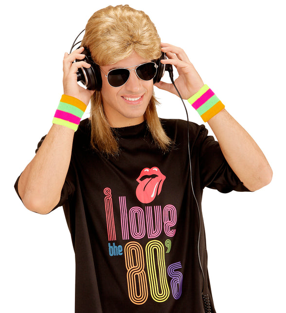 FOUNSHO Licht Blonde Mullet pruik voor mannen lange krullende 70s Fancy jurk pruiken voor mannen, 80s 90s pruik (Bruin FOUNSHO Licht Blonde Mullet pruik voor mannen lange krullende 70s Fancy jurk pruiken voor mannen, 80s 90s pruik (Bruin