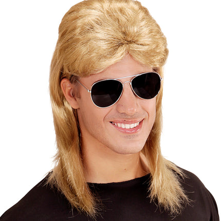 Widmann SRL Jokertje pruik met matje en bril blond