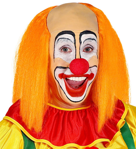 Widmann SRL Kale kop pruik clown met oranje haar
