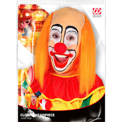 Widmann SRL Kale kop pruik clown met oranje haar