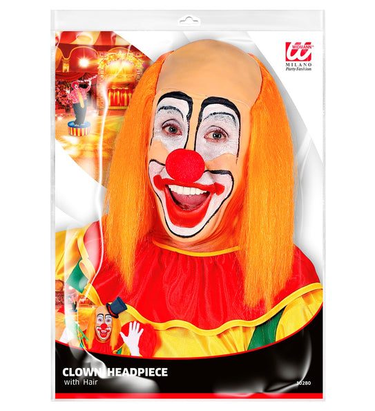 Widmann SRL Kale kop pruik clown met oranje haar