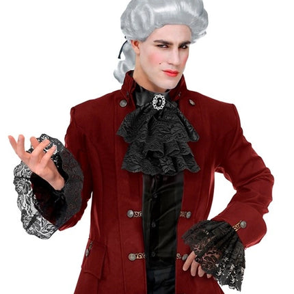 Widmann SRL Kanten jabot met edelstenen en manchetten zwart Niek