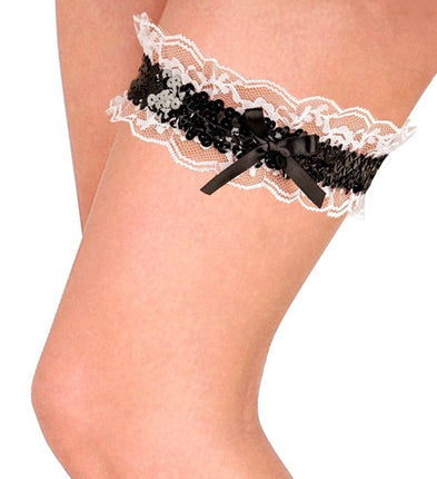 Widmann SRL Kanten retro kousenband wit met zwart