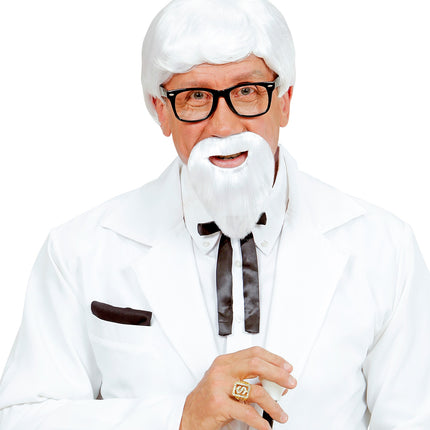 Widmann SRL Kentucky pruik wit met ringbaard