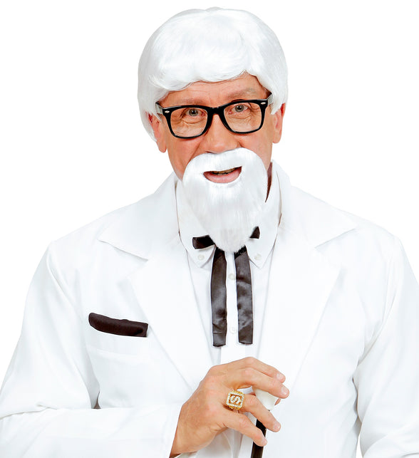 Widmann SRL Kentucky pruik wit met ringbaard