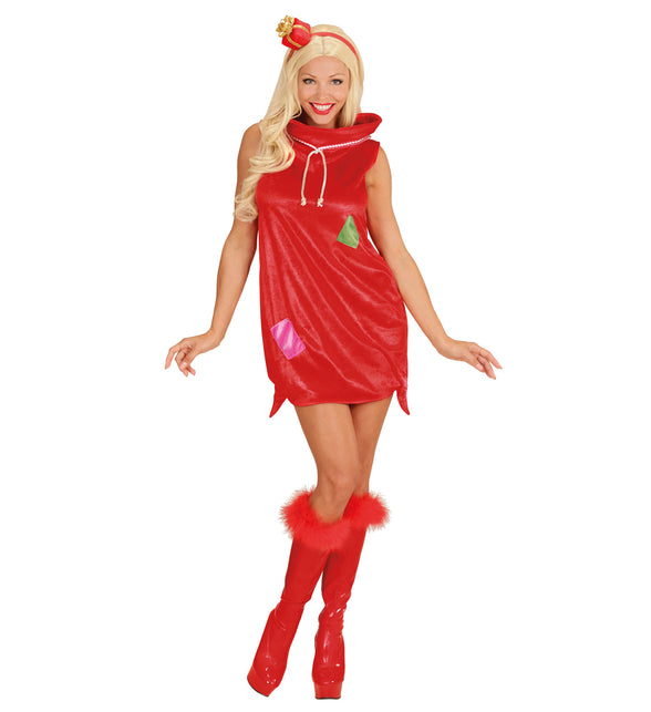 Widmann SRL Kerstjurkje kerstman zak rood fluweel dames