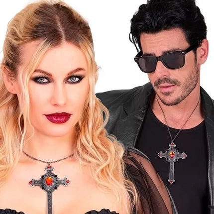 Widmann SRL Ketting kruis met rode juwelen Lotte