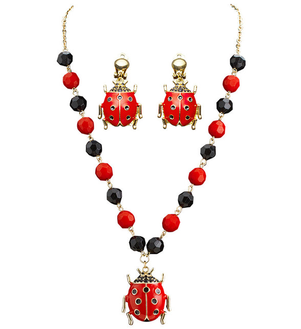 Widmann SRL Ketting lieveheersbeestje met oorbellen