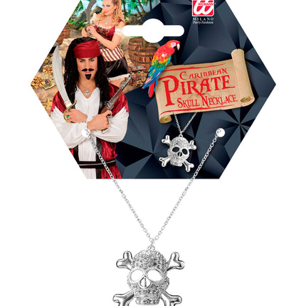 Widmann SRL Ketting piraat strass met doodskop