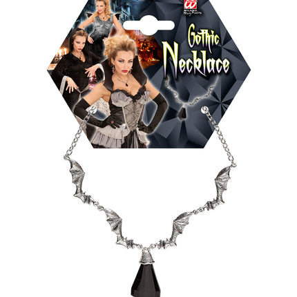 Widmann SRL Ketting vleermuis met zwarte steen