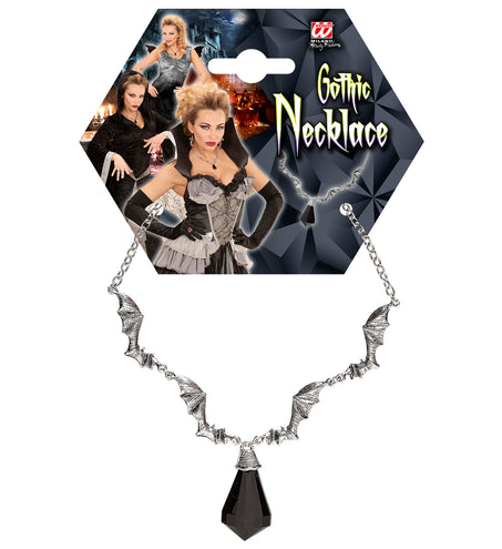 Widmann SRL Ketting vleermuis met zwarte steen