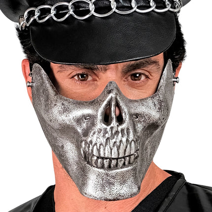 Widmann SRL Kin masker schedel skelet metallic zilver