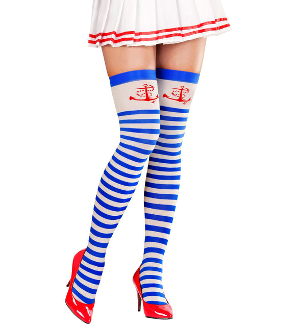 Widmann SRL Kniekous matroos blauw wit gestreept ankertje