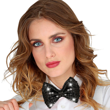 Widmann SRL Knipperende zwarte strikjes voor party's