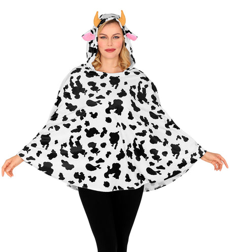 Widmann SRL Koeien poncho met muts volwassenen