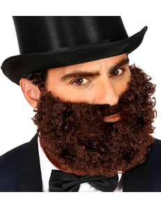 Widmann SRL Krullende baard met snor Leonardo, bruin