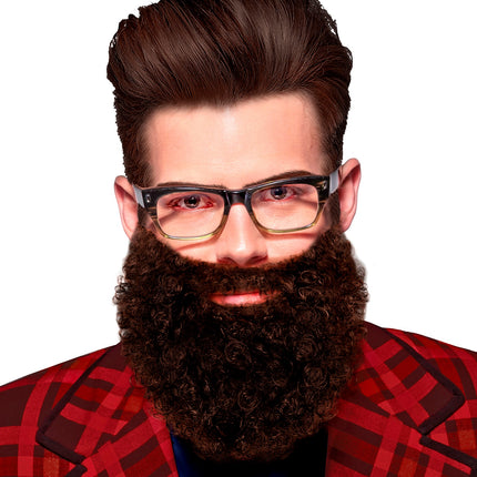 Widmann SRL Krullende baard met snor Leonardo, bruin