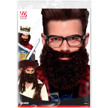 Widmann SRL Krullende baard met snor Leonardo, bruin