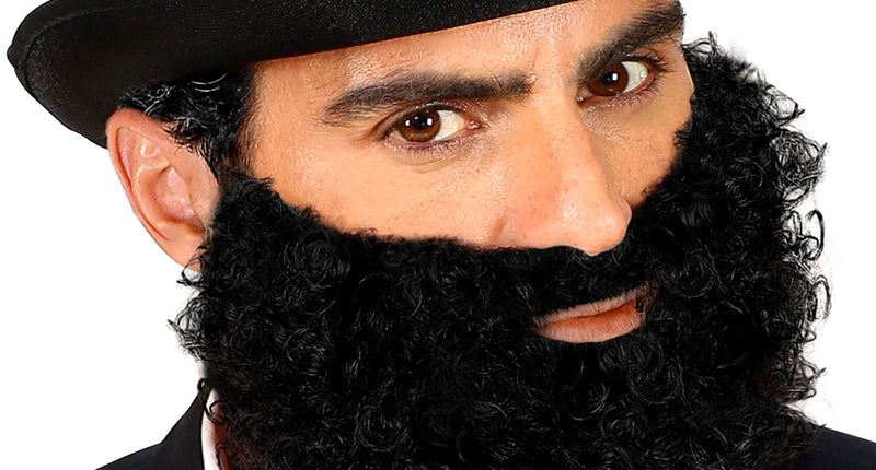 Widmann SRL Krullende baard met snor Leonardo, zwart