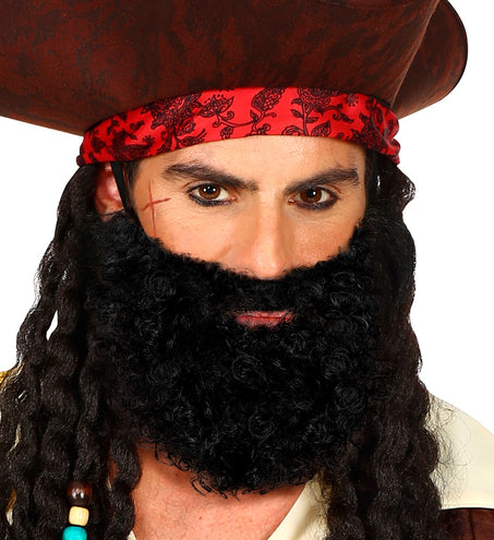 Widmann SRL Krullende baard met snor Leonardo, zwart