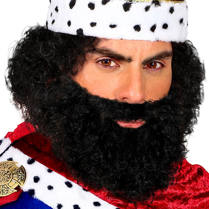 Widmann SRL Krullende baard met snor Leonardo, zwart