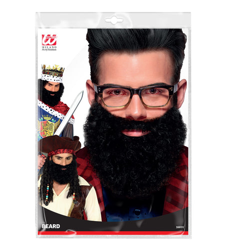 Widmann SRL Krullende baard met snor Leonardo, zwart