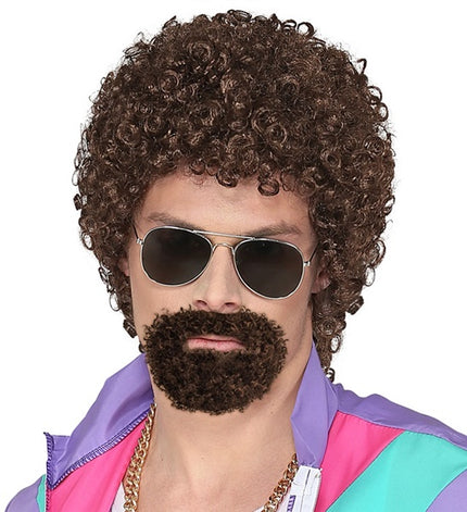 Widmann SRL Krulpruik disco met ringbaard bruin