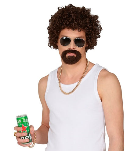 Widmann SRL Krulpruik disco met ringbaard bruin