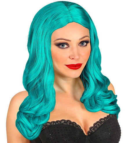 Widmann SRL Lange pruik roxy turquoise