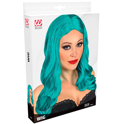 Widmann SRL Lange pruik roxy turquoise
