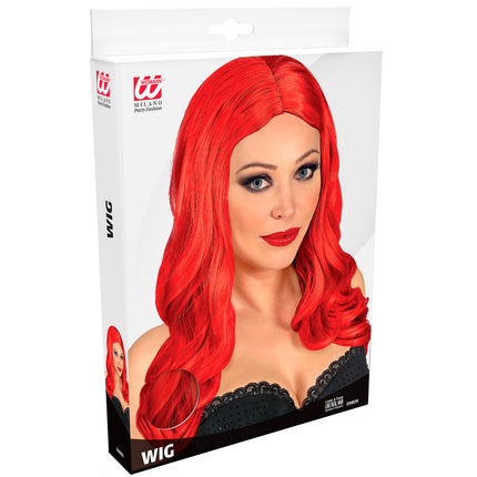 Widmann SRL Lange rode pruik roxy met krul