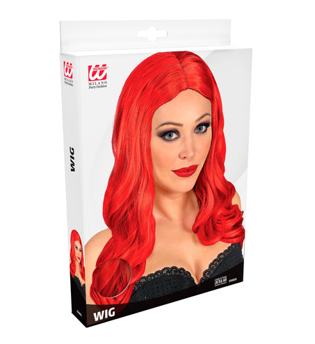 Widmann SRL Lange rode pruik roxy met krul