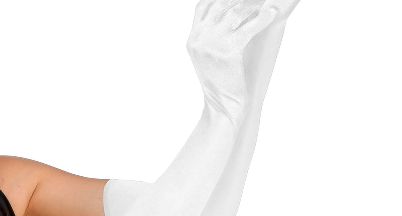 Widmann SRL Lange satijnen handschoenen wit