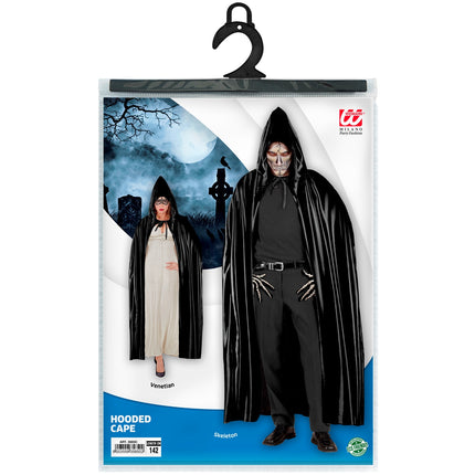 Widmann SRL Lange zwarte cape met kap
