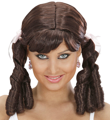 Widmann SRL Lolita pruik bruin met haarstrikjes
